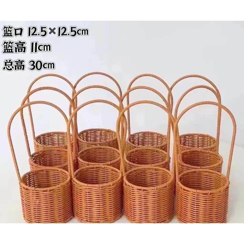 田园风系列藤编手提篮塑料藤彷藤小圆花篮