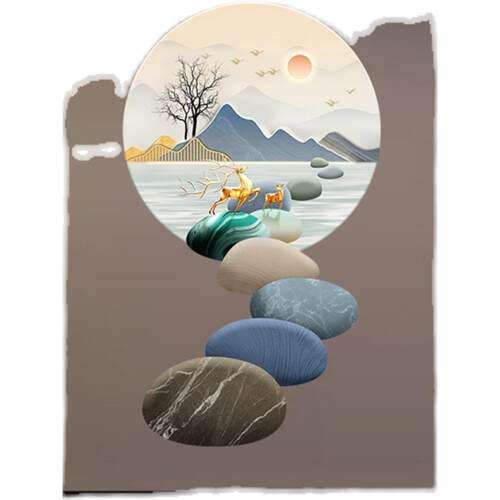 石来运转玄关装饰画现代轻奢高档走廊挂画入户正对门过道装饰壁画