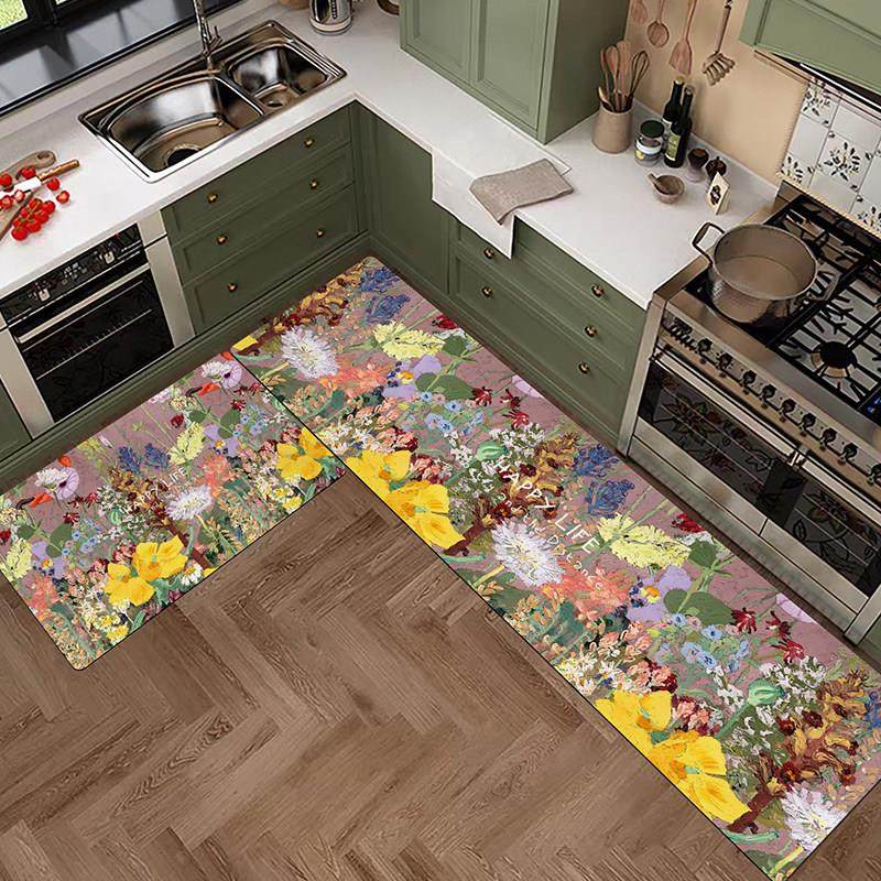 厨房专用免洗可擦吸水吸油脚垫子艺术油画 画氛围感浴室门口防滑,居家布艺,厨房地垫,淘宝优惠券,粉丝福利购,淘宝优惠卷