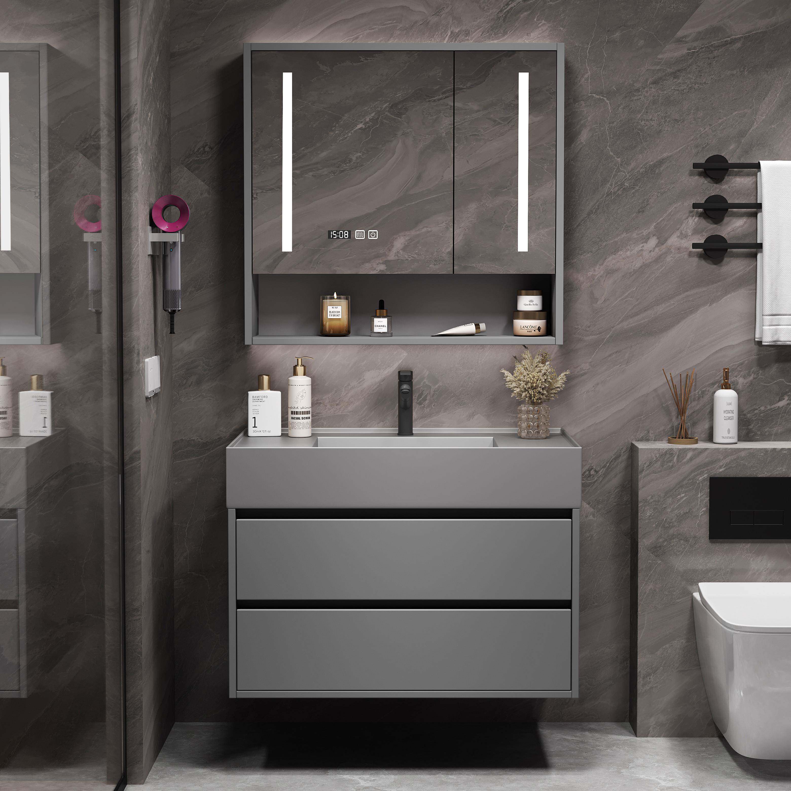 小户型浴室柜一体盆智能卫生间洗手台洗脸盆柜组合现代简约洗漱台