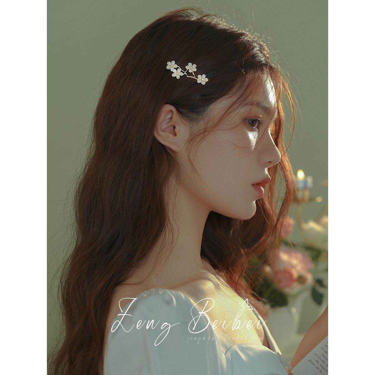 超级仙女海棠花一字夹仙女刘海夹碎发夹头后古风发夹侧夹发饰,饰品/流行首饰/时尚饰品新,发饰,淘宝优惠券,粉丝福利购,淘宝优惠卷