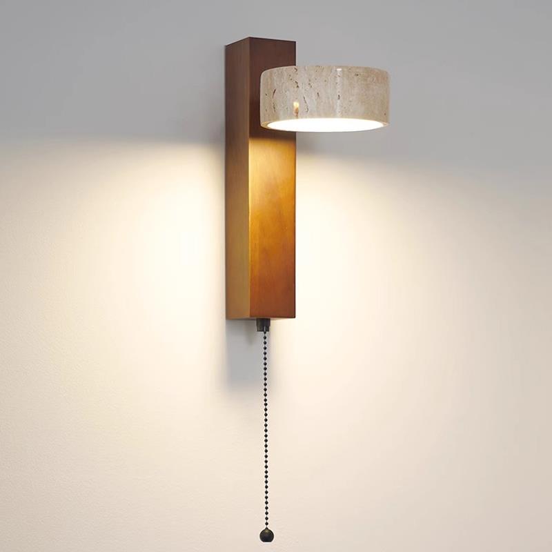 卧室床头阅读壁灯法式中古简约复古客厅沙发书房带拉线开关可旋转