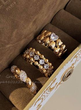 小众设计轻奢锆石金属戒指女夏覆古高级感戒指2025新款开口食指戒