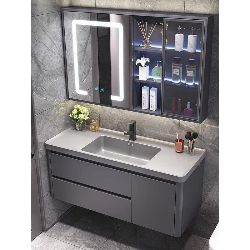 2025新款可及豪华肤感一体化面盆浴室柜组合浴室水槽洗手盆浴室柜