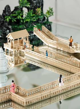微景观中式古建筑全套桥梁微缩摆件模型盆景假山水陆鱼缸造景模型