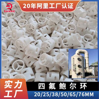 供应四氟鲍尔环 38/50mm塑料鲍尔环填料PTFE鲍尔环厂家
