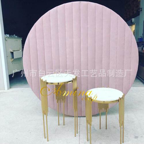 婚礼景亚克力景墙 粉色天鹅绒PV背TF2020背板婚庆布置装饰圆形背