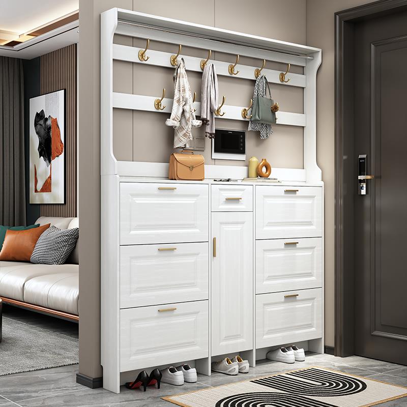 入户门实木超薄翻斗鞋柜挂衣架一体入门薄款家用门口2024新款爆款