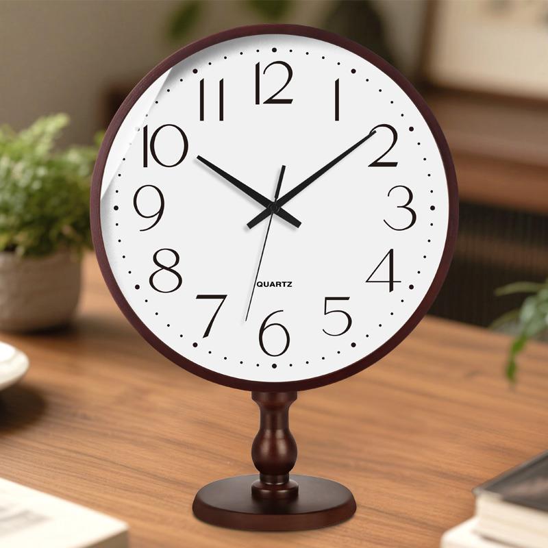 日式座钟日本精工机芯自动对时电波钟客厅桌面摆件实木静音台式钟