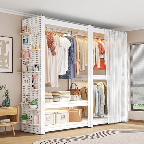 货架衣柜开 放式家用简易挂衣架组装置物架卧室落地防尘收纳衣帽