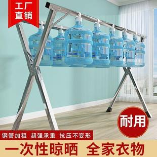 加粗家用单杆双杆圆管阳台晾衣架出租屋带轮 折叠晾衣架落地立式
