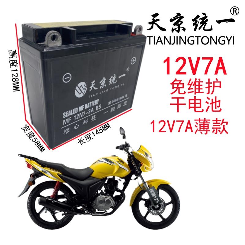 轻骑铃木骏驰GT125 QS125-5男士摩托车统一免维护电池12V7A干电瓶