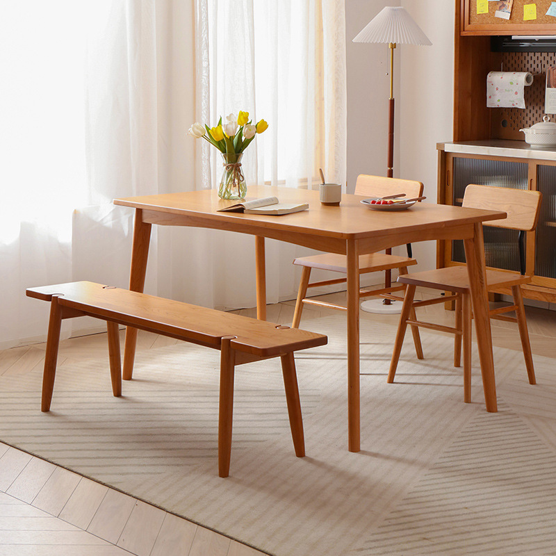 北欧实木餐桌椅组合家用小户型日式樱桃木家具简约长方形吃饭桌子