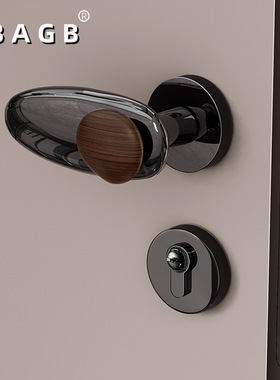 BAGB中古风极简银色复古铜房间静音家用木门锁具石来运转磁吸门锁