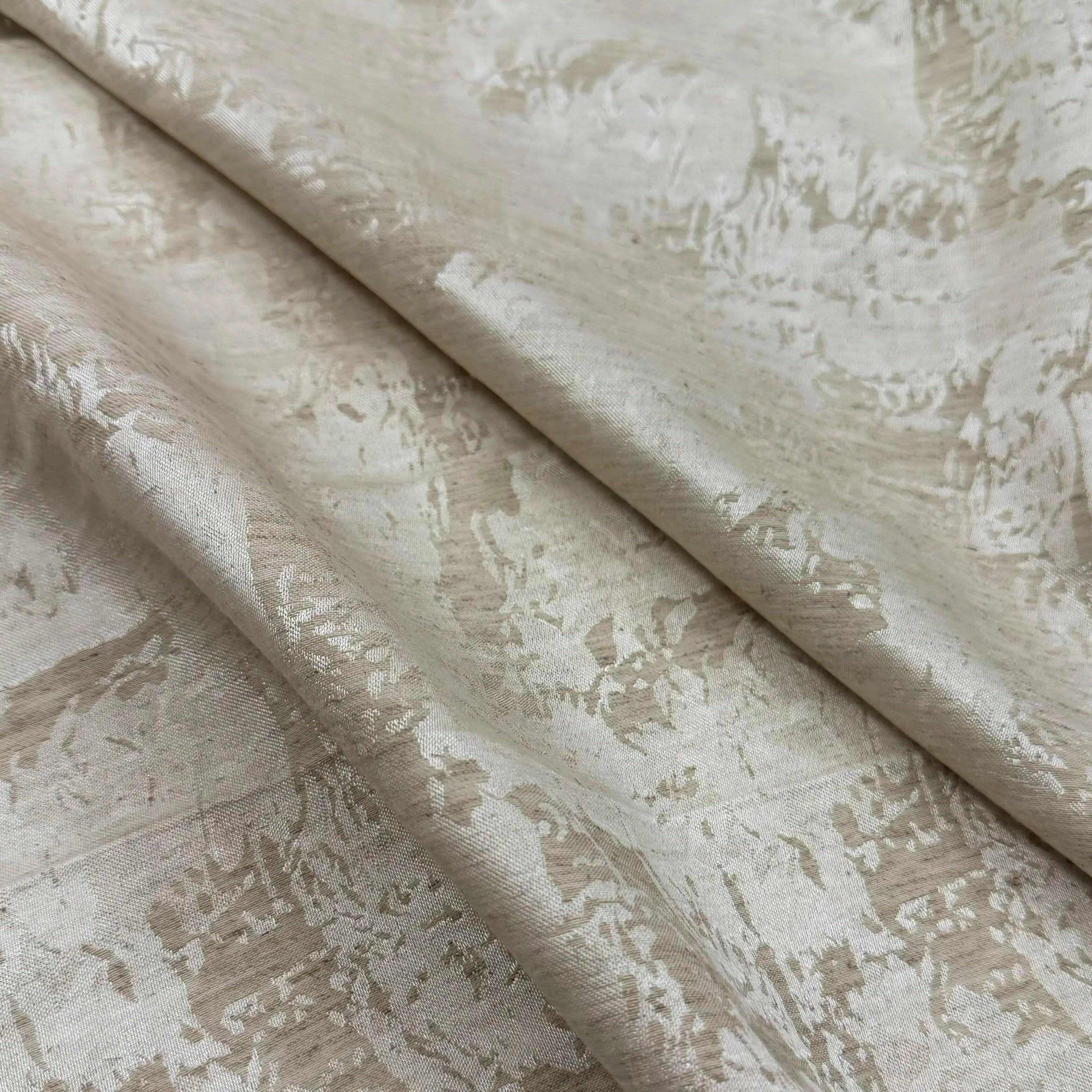 进口复古亚麻提花春秋垂感透气时装面料旗袍连衣裙设计师服装布料