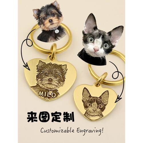 黄铜狗标签自定义身份标签大狗金毛猎犬宠物反丢失泰迪柴犬猫标签