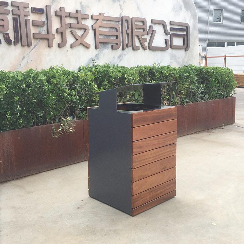 钢园垃圾桶户外景锈区林小区创意不碳钢板回收LJT-9-0器市政街道