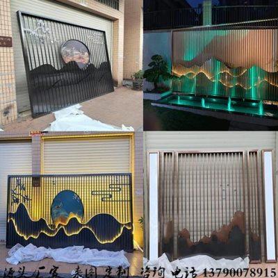 定制不锈钢屏风假山影壁墙样品屋展示中心钛合金雕花格栅铝板雕刻