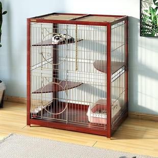 宠物生活用品 宜宠居新款 实木木质猫笼子中式 豪华一体式 猫屋狗笼