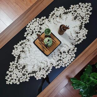 欧式 中式 布艺绣花桌布茶几巾桌旗桌垫镂空盖巾餐垫餐桌实木桌旗