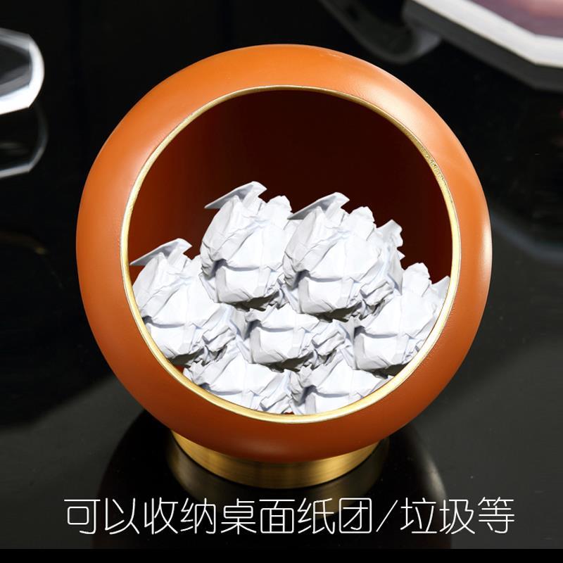 轻奢桌面垃圾桶客厅小号办公室桌上卧室创意球形收纳盒家居饰品