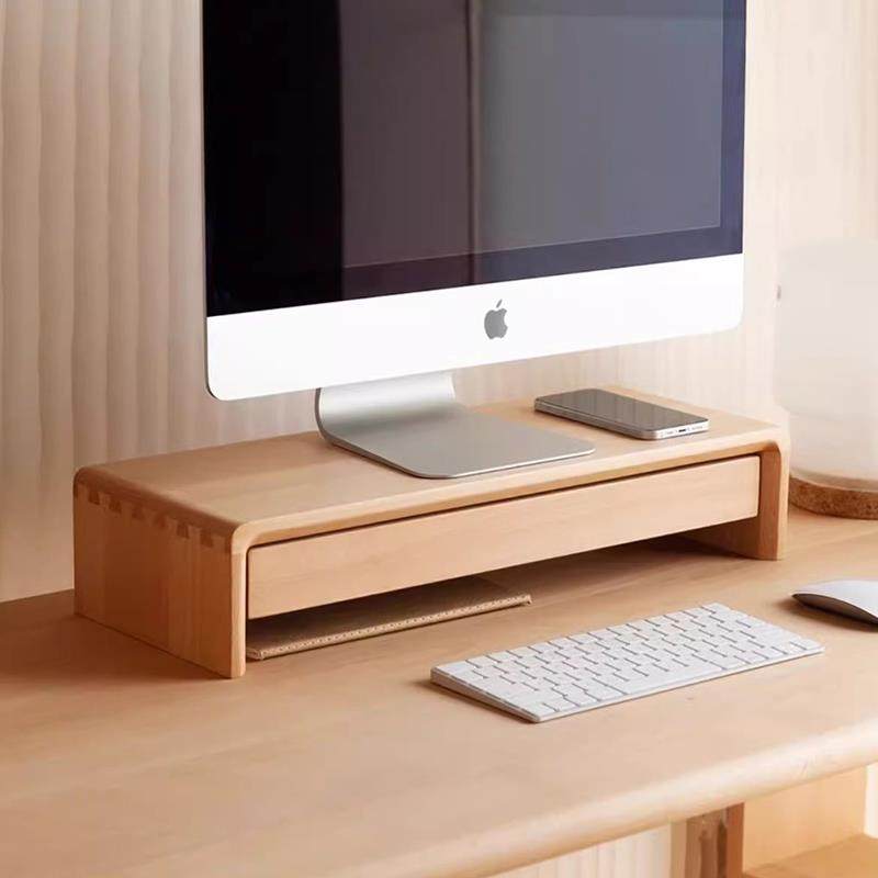 实木办公电脑增高架台式显示器屏幕垫高托 托架桌面黑胡桃置物架