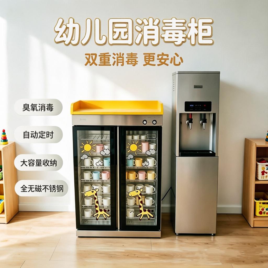 新款幼儿园教室专用口杯毛巾不锈钢双门立式紫外线大容量消毒柜