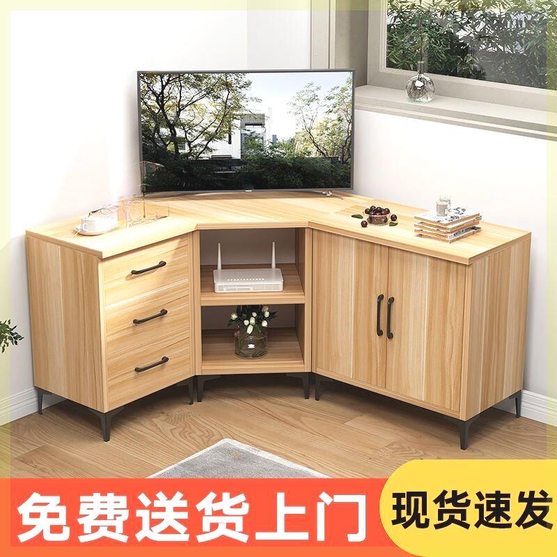 墙角转角电视柜收纳柜靠墙角柜三角老式拐角组合柜客厅电视柜新款