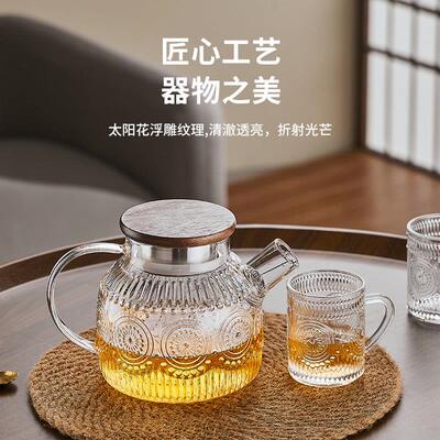 新款冷水壶凉水杯家用客厅耐热玻璃水壶高级感轻奢茶杯泡茶壶套装