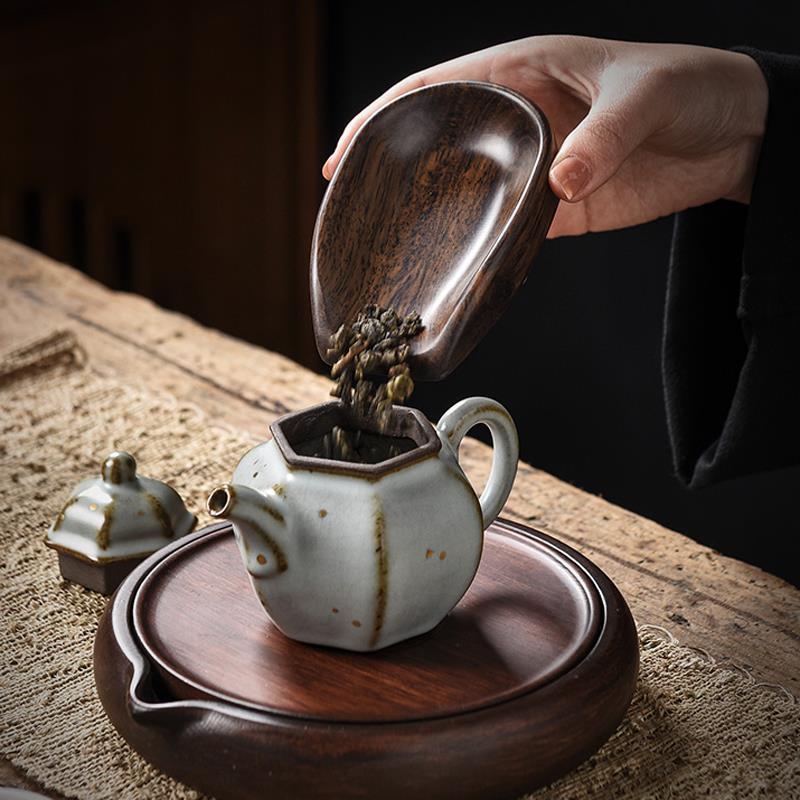 黑檀木茶则实木赏茶荷功夫茶具茶道六君子配件茶勺茶铲分茶醒茶器