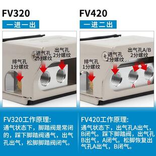 320二位五通脚踩换向气缸阀门控制4F210 气动开关脚踏阀FV 08带锁