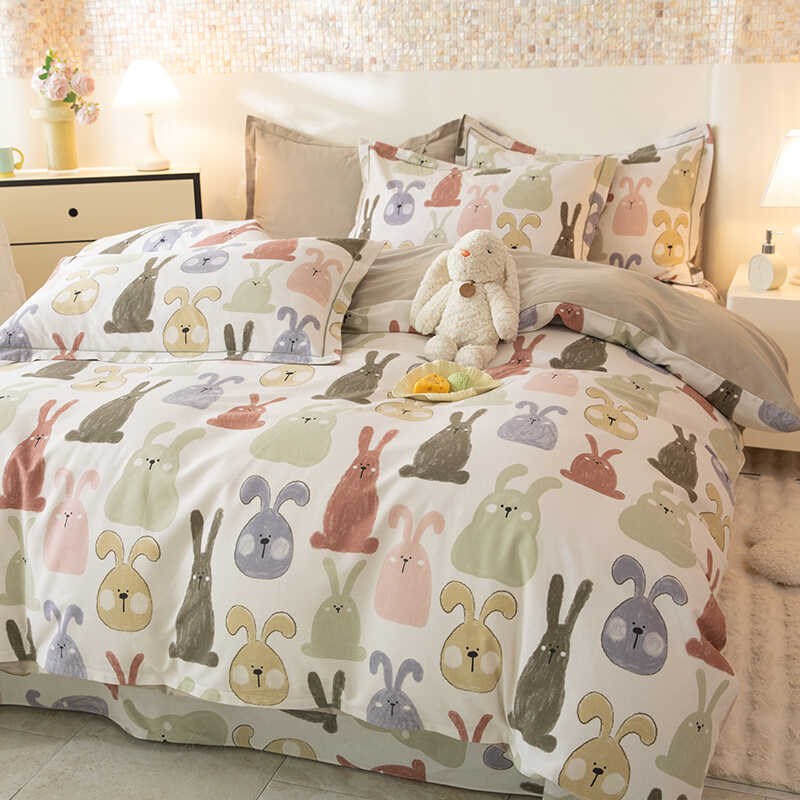 a类儿童母婴级纯棉磨毛四件套定制尺寸榻榻米全棉床单床笠三件套