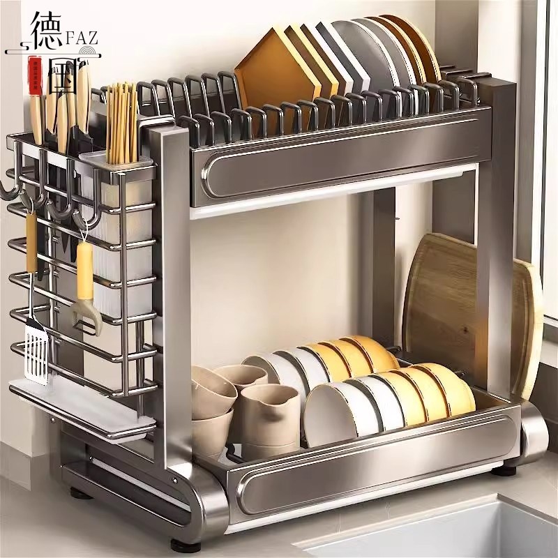 德国厨房家用台面沥水架多功能水槽碗碟置物架多层桌面一体收纳架