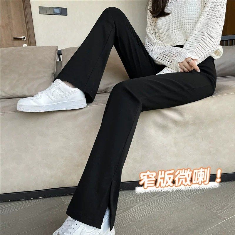 孕妇阔腿裤子春秋款外穿开 叉微喇叭裤春季2025新款长裤内搭