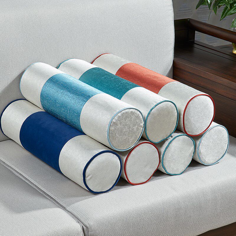 现代新中式扶手枕红木沙发圆柱形糖果枕实木家具高档靠枕定制长条