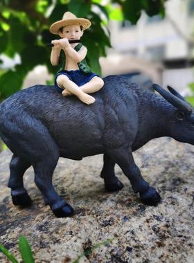 牛年小水牛摆件微景观动物装饰品花盆庭院假山流水黄牛盆景配件