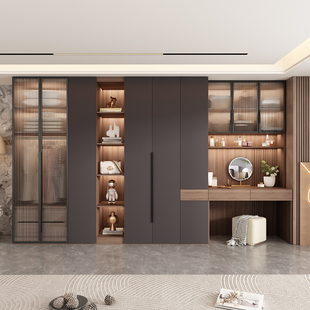 大衣柜新款 家用主卧室实木六门玻璃门高级感ENF欧松板 2024爆款