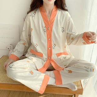 月子服春秋天纯棉产后哺乳孕妇睡衣夏季 产妇喂奶家居服可外穿 薄款