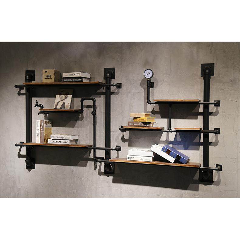 铁艺水管置物架工业风装饰墙上钢管书架墙面壁挂架子墙体承重力强