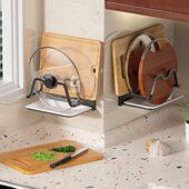 厨房锅盖架沥水壁挂式 免打孔切菜板放置架砧板置物架案板收纳架子