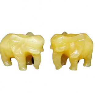 小号黄玉石大象摆件一对3寸黄玉石吸水大象家居客厅办公室工艺品