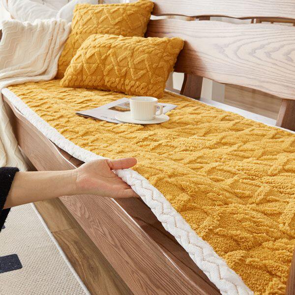 冬季羊羔绒沙发垫2023新款红实木沙发垫子坐垫加厚防滑垫四季通用