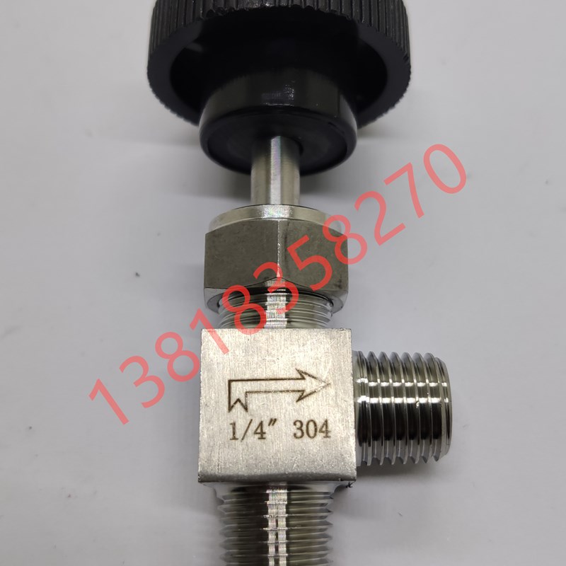 304不锈钢角式双内外丝针型阀弯通丝扣9G0度2分直角螺纹ZG1/8手轮