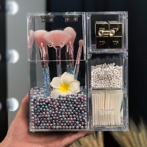 多功能桌面刷具筒防尘亚克力美妆刷桶化妆刷棉签收纳盒首饰收纳架,收纳整理,化妆刷收纳盒/桶,淘宝优惠券,粉丝福利购,淘宝优惠卷