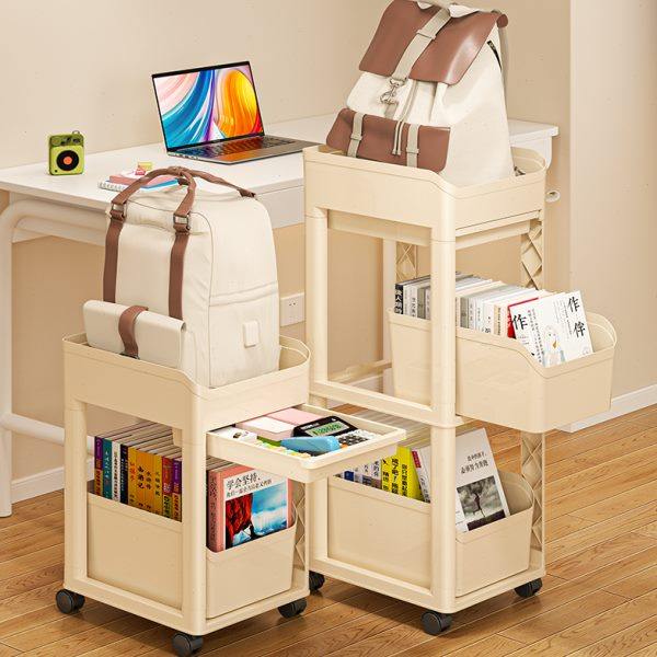 书包置物架可移动小推车家用书架桌旁边书本收纳架神器窄缝小书柜,收纳整理,书桌收纳置物架,淘宝优惠券,粉丝福利购,淘宝优惠卷