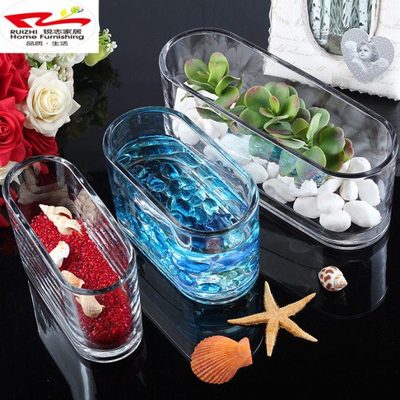 包邮 超白透明金鱼缸水族箱玻璃长方形水培植物容器花瓶桌面摆放