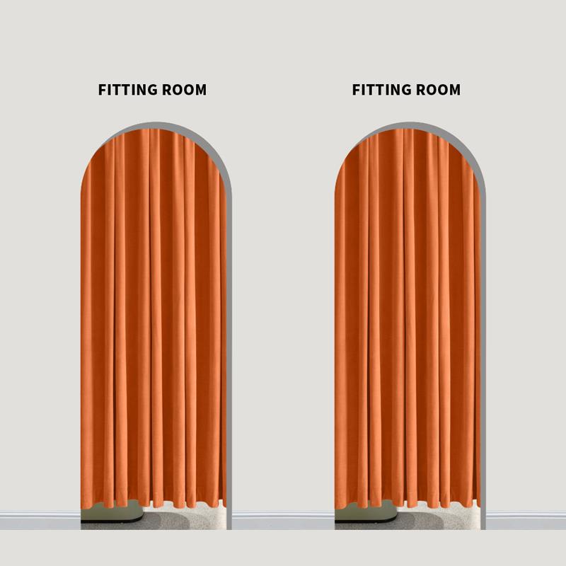 现代轻奢更衣室拱形门橙色橘色丝绒窗帘流行女装服装店试衣间门帘