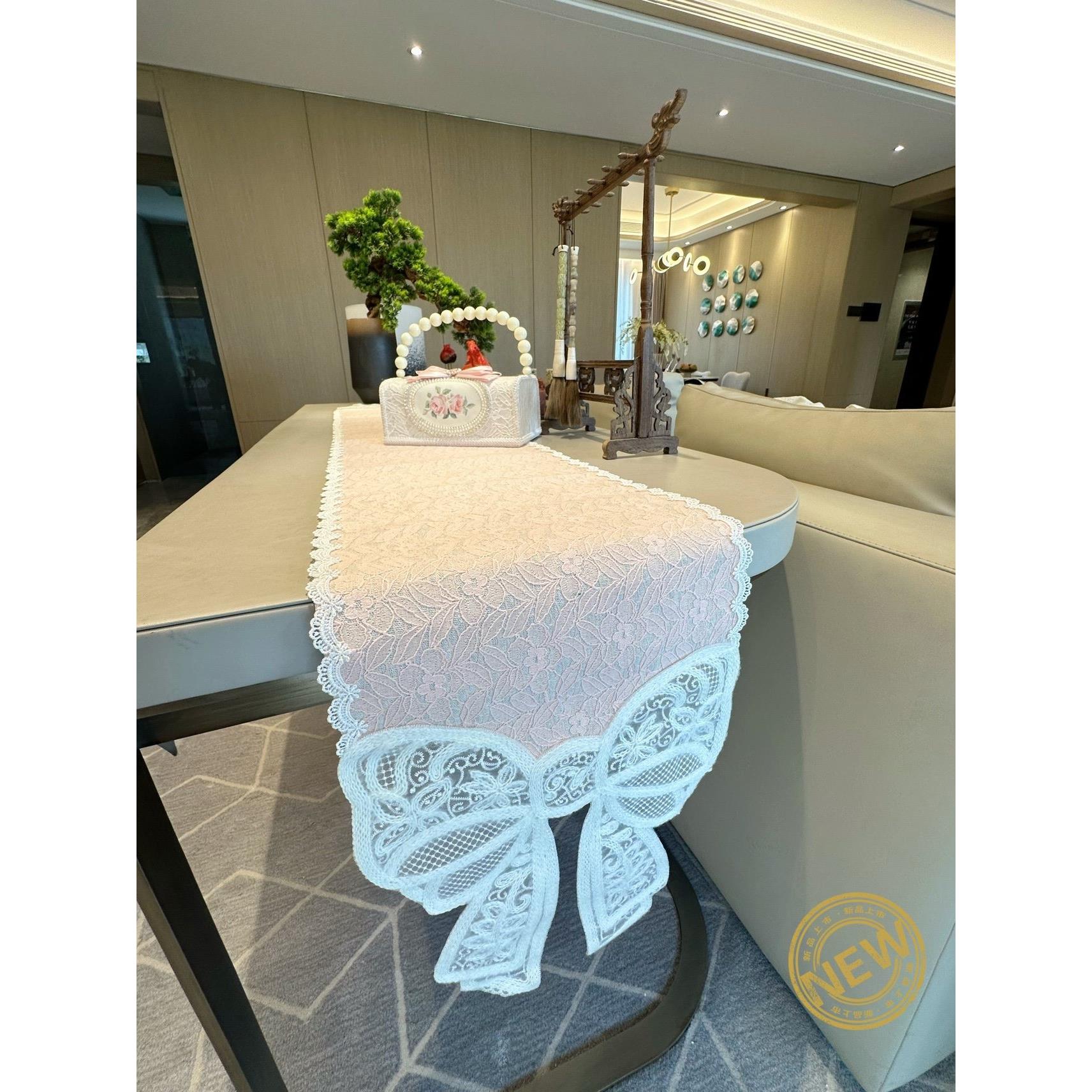 欧洲大气白色蕾丝桌旗长桌布咖啡桌法式电视柜盖毛巾覆古新产品推