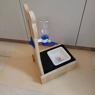 水壶不湿嘴神器滚珠饮水器 宠物食盆猫碗狗碗实木悬挂立式