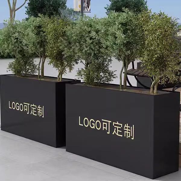 户外花箱外摆商业街咖啡馆铁艺花盆长方形隔断围栏花坛售楼部花槽